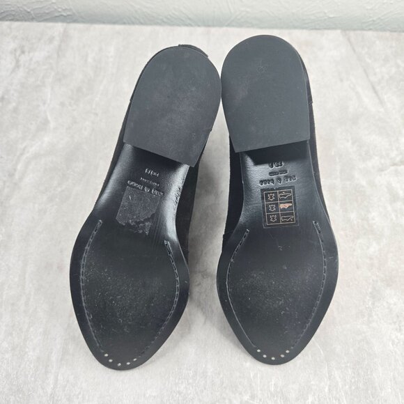 Rag & Bone Moto Boots Size 6.5 Black Suede Biker Block Heel Chelsea Ankle Bootie - Picture 8 of 12